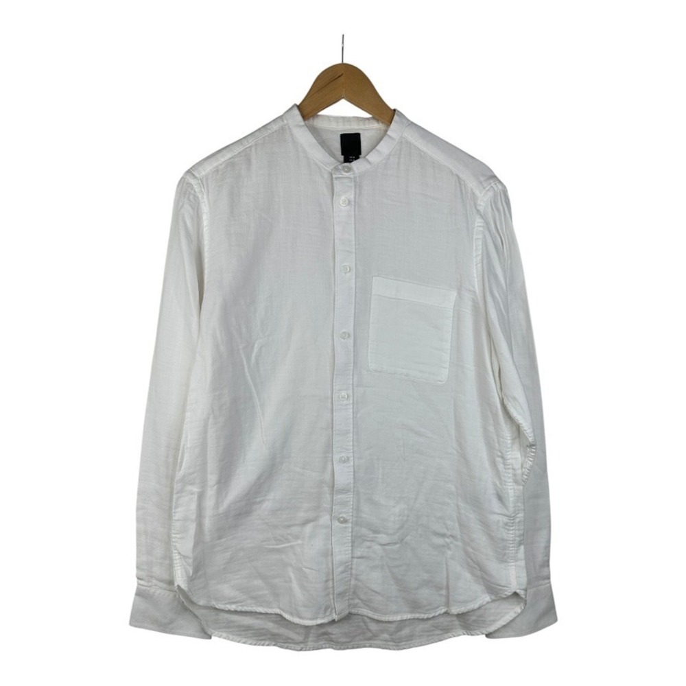 H&M Mens Grandad Shirt Regular Fit White‎ Size Medium